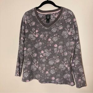 Laura Ashley Grey Fleece PJ Top | Size M | Snuggly & Comfy | Cottagecore